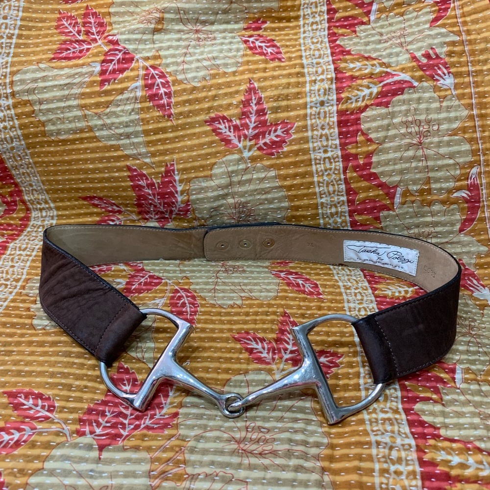 Tasha Polizzi Bit Brown Suede Leather Belt